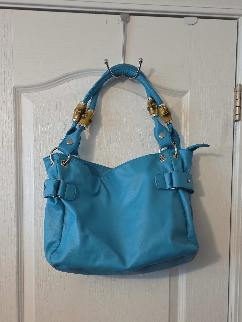 APT 9 SKY BLUE WOMEN'S' SHOULDER BAG WITH GOLD ACCENTS